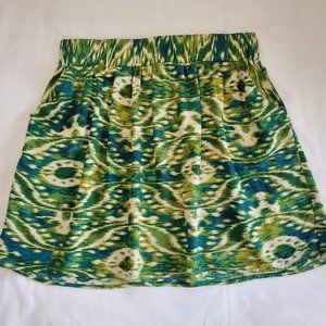 6 Degrees Ikat Print Miniskirt w/Elastic Waist-Women's Large